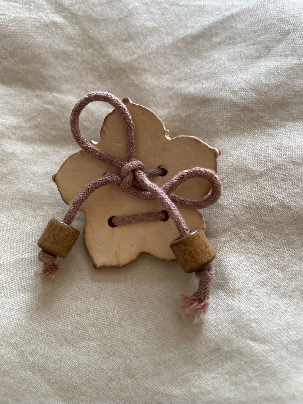 VINTAGE Wooden Floral Brooch